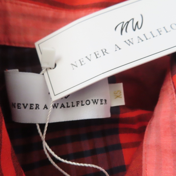 Never a Wallflower Women RED AND BLUE PLAID SHIRT DRESS Sz XS NWT - Picture 6 of 6
